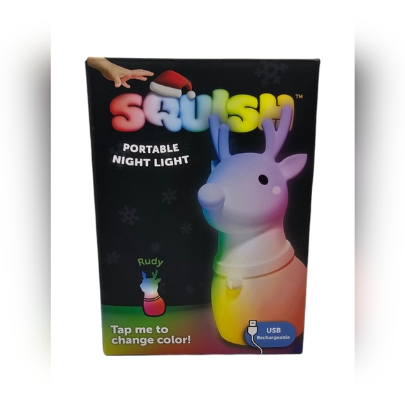 New Globe Squish Rechargeable Portable Night Light Rudy The Reindeer Multicolor - Picture 1 of 7
